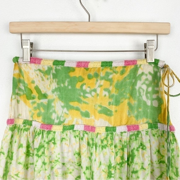 Aoyama Itchome Mixed Print Silk Western Boho Mini Skirt Sz 26” - Picture 3 of 9